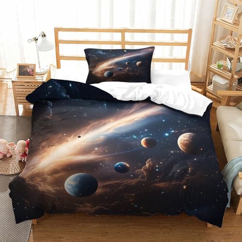 LILIlaobiao Cosmic Planets Bettbezug Schlafhilfe Universum Bettwäsche Set Mit Liebe Steppdeckenbezug Wärme Zum Schlafen Bettdeckenbezug Mit Kissenbezüge: 80 X 80cm Single（135x200cm） von LILIlaobiao