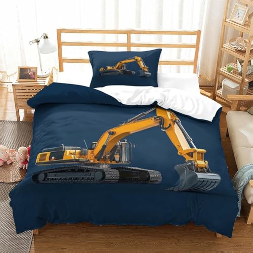 LILIlaobiao Excavators Bettwäsche Weich & Bügelfrei Diggers Bettbezüge Mit Reißverschluss Kissenbezüge（80 X 80cm） Microfaser Baumwolle Erwachsene & KinderSingle（135x200cm） von LILIlaobiao