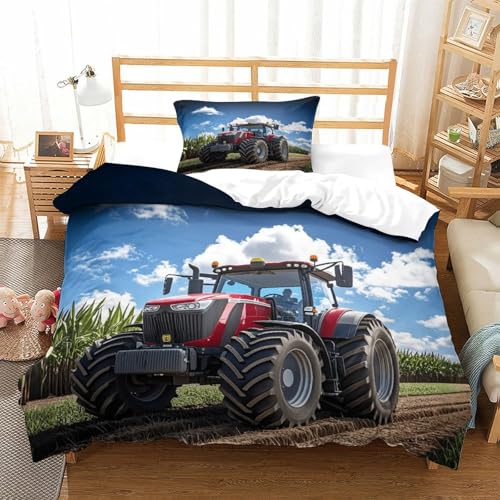 LILIlaobiao FT Traktor Bettwäsche Mit Kissenbezüge: 80 X 80cm, Schlafhilfe Johndeer Bettbezug Komfortabel Duvet Cover Set Nicht Löschbar Bed Linen Set Single（135x200cm） von LILIlaobiao