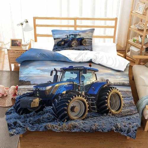 LILIlaobiao FT Traktor Bettwäsche Weich & Bügelfrei Johndeer Bettbezüge Mit Reißverschluss Kissenbezüge（80 X 80cm） Microfaser Baumwolle Erwachsene & KinderSingle（135x200cm） von LILIlaobiao