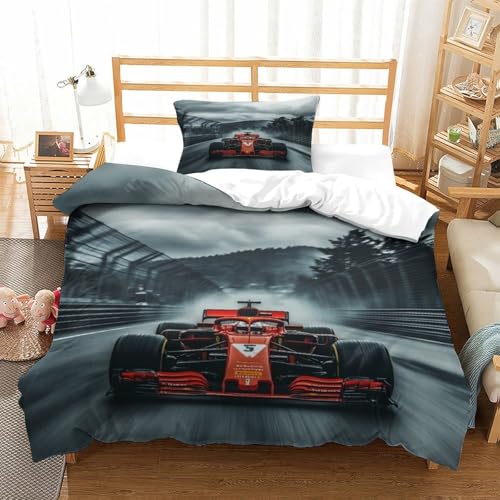 LILIlaobiao Ferrariii Bettbezug Premium Superweiche Bettdeckenbezug Kollektion - Leichter, Kissenbezüge: 48 X 75cm, Strukturierter Formula Racing Bettwäsche Single（135x200cm） von LILIlaobiao