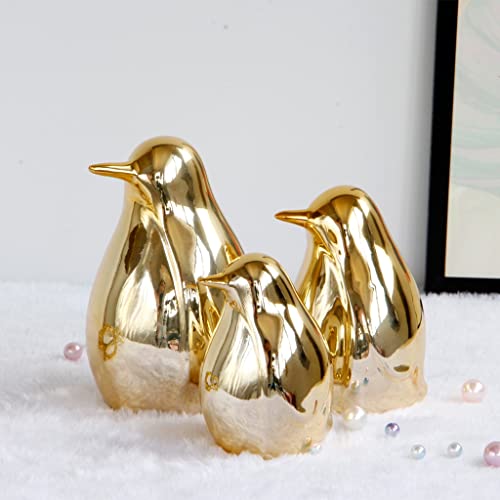 Gold Pinguin Porzellan Dekoration Keramik Handwerk Für Wohnzimmer Schlafzimmer Bücherregal Desktop Home Decor 3pcs von LILOVE