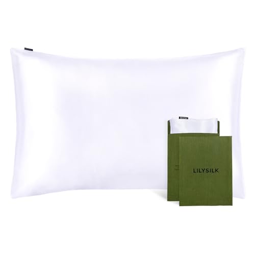 LILYSILK Ultra Weich Seide Kopfkissenbezug Kissenbezug mit Hotelverschluss Kissenhülle aus 100% Maulbeerseide Kissen 1 Stück 19 Momme in Schachtelverpackung Weiß 40x60cm Verpackung MEHRWEG von LilySilk