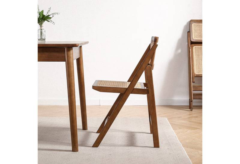 LIM HOME Klappstuhl TB000 (Packung, 1 St), Gestell aus Massiveholz FSC®, Sitzfläche aus Rattan von LIM HOME