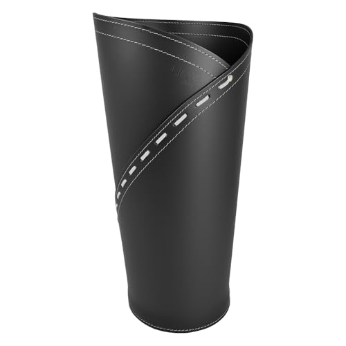 LIMAC Design KATRINA Regenschirmständer aus Leder, Schirmständer modernes Design für den Innenbereich, Regenschirmkorb mit Wasserauffangschale herausnehmbar, Hergestellt in Italien. (Schwarz) von LIMAC