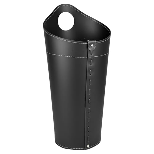 LIMAC Design PLUVIA Regenschirmständer aus Leder, Schirmständer modernes Design für den Innenbereich, Regenschirmkorb mit Wasserauffangschale herausnehmbar, Hergestellt in Italien. (Schwarz) von LIMAC