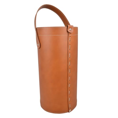 LIMAC Design REGEN Regenschirmständer aus Leder, Schirmständer modernes Design für den Innenbereich, Regenschirmkorb mit Wasserauffangschale herausnehmbar, Hergestellt in Italien. (Braun) von LIMAC