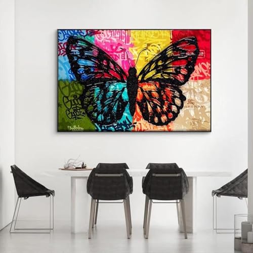 Graffiti-Kunst, buntes Leinwandgemälde, Street-Pop-Schmetterlings-Plakate und Drucke, Wandkunst für Wohnzimmer, Heimdekoration, Wandbild, 70 x 100 cm, rahmenlos Graffiti-Kunst, buntes Leinwandgemälde, Street-Pop-Schmetterlings-Plakate und Drucke, Wandkunst für Wohnzimmer, Heimdekoration, Wandbild, 70 x 100 cm, rahmenlos von LIMAIDUO