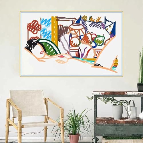 LIMAIDUO Berühmtes Gemälde „Monica Nude with Cezanne“ Leinwandgemälde, abstraktes ästhetisches Kunstwerk, Poster, Dekor, 50 x 70 cm, rahmenlos von LIMAIDUO