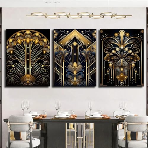 LIMAIDUO Retro-Poster in Schwarz und Gold, Art-Deco-Stil der 1920er Jahre, Gatsby-Poster, Wandkunst, Bilder, Leinwandgemälde, Vintage-Innendekoration, 50 x 70 x 3 cm, rahmenlos LIMAIDUO Retro-Poster in Schwarz und Gold, Art-Deco-Stil der 1920er Jahre, Gatsby-Poster, Wandkunst, Bilder, Leinwandgemälde, Vintage-Innendekoration, 50 x 70 x 3 cm, rahmenlos von LIMAIDUO