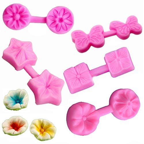 Blütenblatt Silikonform Petal Silikonform für Fondant Blüten Fondant Silikonformen Silikonformen Fondant 5 teiliges Set für Cupcake Dekoration,Backzubehör Fondant Silikonformen(Zufällige Farbe) von LIMEOW