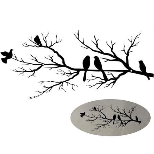 Limeow 1 Stück Wanddeko Outdoor Balkon Wanddeko Wanddeko Garten Metall Vögel Und Zweig Wanddeko Wanddeko Aussen Wanddeko Wohnzimmer Vogel Deko für Heimbüro Wohnzimmer Schlafzimmer Garten Balkon von LIMEOW