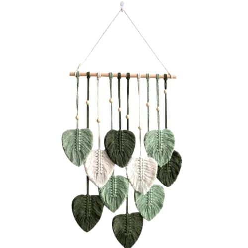 LIMEOW Wall Hanging Handmade Home Decorations Tapestry Woven Wall Hanging Leaf Feather Wall Decoration For Bedroom Children's Room Wall Decoration Wedding Decor Gifts Wanddeko (Green) von LIMEOW