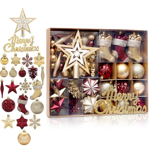 limeow 70 Stück weihnachtskugeln Christbaumschmuck baumschmuck Weihnachtsbaum deko Christmas Decorations weihnachtsbaumschmuck christbaumkugeln Set Für Halloween Weihnachten und andere Feste von LIMEOW