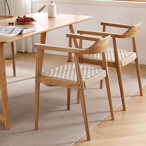 LIMHOME | 2er Set FSC®Esszimmerstühle aus Eichenholz/Handgewebter Sitz aus Papierkordel/Komfortabel & stabil/Perfekt für Esszimmer, Wohnzimmer & Büro (Sitz: Kreuzgeflecht, Eiche Natur) von LIMHOME