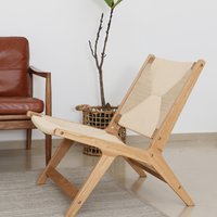 Handgewebter Papiergeflecht Loungesessel | Breite Und Stabile Sitzfläche Gestell Aus Eichenholz Schwarz Lackiert von LIMHOMEde