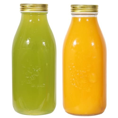 Glasflaschen mit Deckel, 2 Stück, 1000 ml, Glas-Milchflaschen mit Metalldeckel, Vakuumversiegelung, Glas-Aufbewahrungsflaschen, auslaufsicher, wiederverwendbar, zum Einkochen von Milch, Saft, Glasflaschen mit Deckel, 2 Stück, 1000 ml, Glas-Milchflaschen mit Metalldeckel, Vakuumversiegelung, Glas-Aufbewahrungsflaschen, auslaufsicher, wiederverwendbar, zum Einkochen von Milch, Saft, von LIMILI