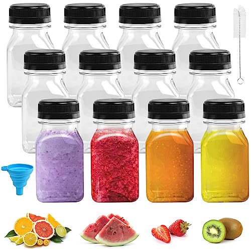 LIMITADA 12 Stück Ieere Plastikflaschen zum Befüllen 125ml Milchflaschen Kunststoff Wasserflaschen Saftflaschen GetränkflaschenNachfüllbar Kunststoffflaschen mit Schraubdeckel (black) von LIMITADA
