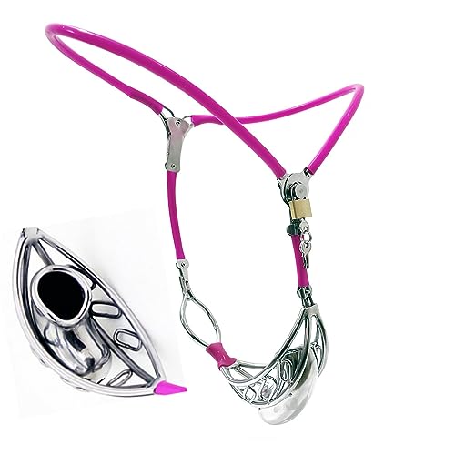 Keuschheitsgürtel Mann Extrem SM Metall Bondage set fur Paare Chastity Cage Edelstahl Keuscheitsguertel BDSM Fesseln Sexspielzeug für Paare mit Analplug Keuschheitskäfig Chastity Device ,60~90cm,Pink von LIMKOO