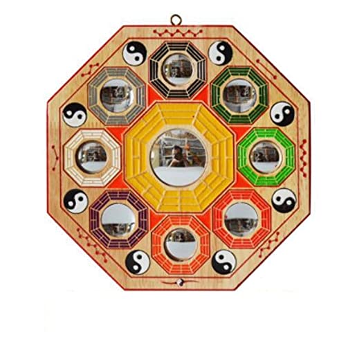 LIMKOO Bagua-Spiegel Eingangsklatsch Home Gossip Spiegel Mahagoni Gemalte neun Paläste Klatschspiegel 22cm bringt viel Glück for die Familie Business-Bagua-Spiegel (Size : L) von LIMKOO