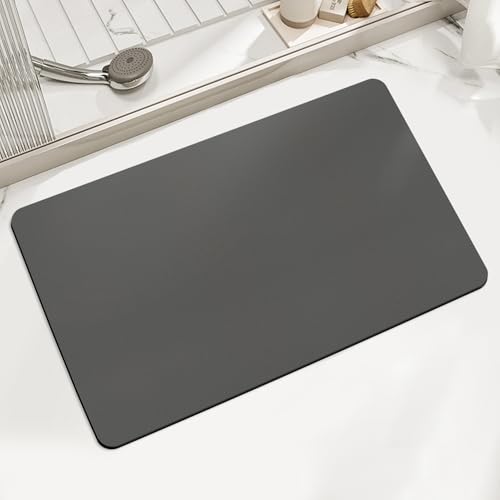 LIMNUO Bathroom Mat Bath Mats Quick Dry Absorbent Rubber Backed Thin Bathroom Rugs Fit Under Door-Bath Mats for Bathroom Floor Mat in Front of Sink (Dunkelgrau, 43X80cm) von LIMNUO