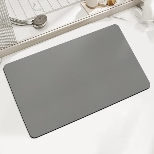 LIMNUO Bathroom Mat Bath Mats Quick Dry Absorbent Rubber Backed Thin Bathroom Rugs Fit Under Door-Bath Mats for Bathroom Floor Mat in Front of Sink (Grau, 60X90cm) von LIMNUO
