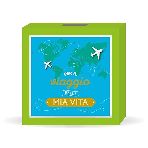 LINA OFFICINE GRAFICHE CREATIVE Geldsparer aus Holz mit Aufschrift for The Travel of My Life von LINA OFFICINE GRAFICHE CREATIVE