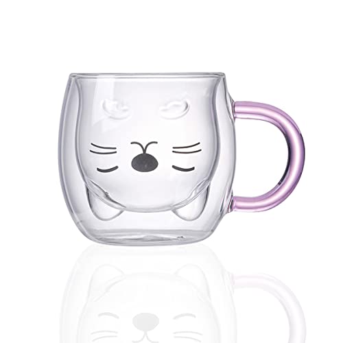 LINCMAN Cute Mugs Glass Double Wall Insulated Glasses Espresso Cup Tea Cup Milk Cup Bear Mugs Office Cup Birthday Gifts Drinking cup von LINCMAN