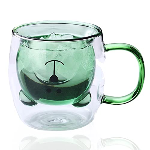 LINCMAN Cute Mugs Glass Double Wall Insulated Glasses Espresso Cup Tea Cup Milk Cup Bear Mugs Office Cup Birthday Gifts Drinking cup von LINCMAN