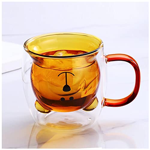 LINCMAN Cute Mugs Glass Double Wall Insulated Glasses Espresso Cup Tea Cup Milk Cup Bear Mugs Office Cup Birthday Gifts Drinking cup von LINCMAN