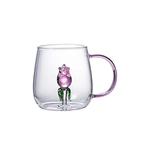 LINCMAN Sweet coffee cup tea milk cute animal coffee cup with handle cup 3D pure hand-painted cute plant fruit shape birthday gift (Rose) von LINCMAN