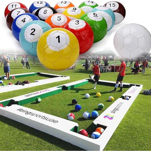 LINCYS 16 Stücke Billard Aufblasbare Fußball Snooker Bälle Tischspiele Indoor Outdoor Leder Fußball Pool Kick Billard Set Für Pool Ball Spielzeug Sport Aufblasbar,20CM von LINCYS