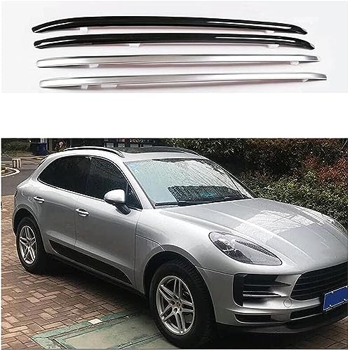 LINCYS 2 Stück Auto Aluminium Dachträger für Porsche Macan 2019–2022 2020 2021, Top Crossbar Dachreling Dachgepäckträger DachquerträGer Relingträger LastenträGer ZubehöR,Black von LINCYS