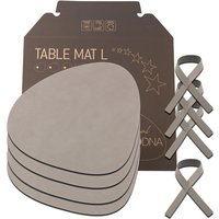 Lind DNA - Geschenkset Curve L, Nupo hellgrau (4 Tischsets + 4 Serviettenringe) von Lind DNA