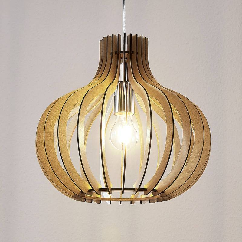 Lindby Pendelleuchte Sina, Ø 35 cm, Holz, E27 von LINDBY