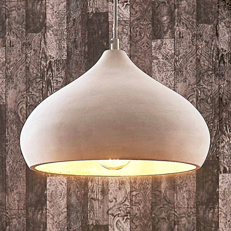 Lindby Pendelleuchte Morton, Ø 29 cm, grau, Beton, E27 von LINDBY
