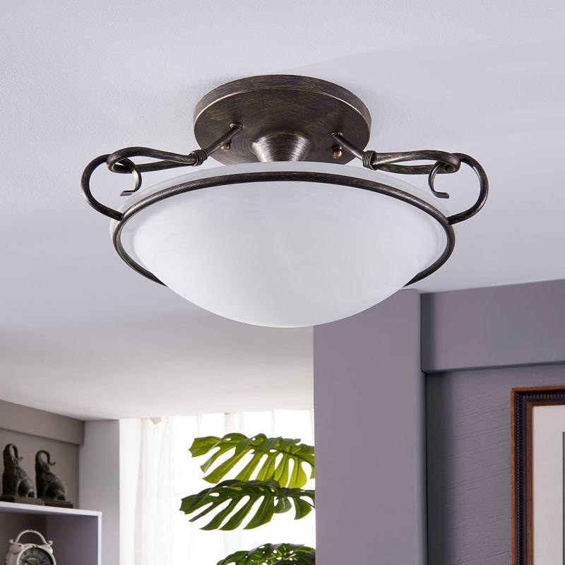 Lindby Deckenlampe Rando, silber antik, Glas, Ø 50 cm, E27 von LINDBY