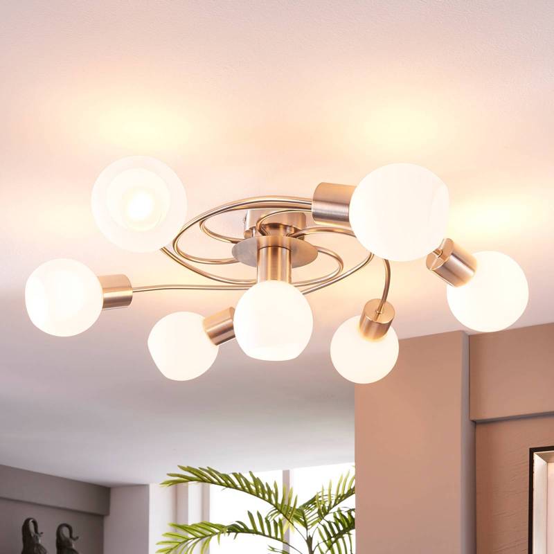 Lindby Deckenlampe Ciala, 7-flammig, nickelfarben, Glas, E14 von LINDBY