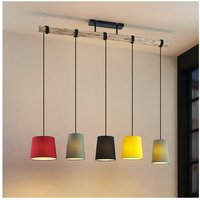Lindby - neuwertig] Amilia Hängeleuchte Hängelampe Lampe Leuchte 5 Fl. E27 Holz Eisen Bunt B-Ware von LINDBY