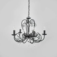 [GEBRAUCHT] Lindby Kronleuchter Sophina Lampe Leuchte Kristall Metall 5 Flammig E14 Schwarz B-Ware von LINDBY