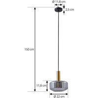 Neuwertig] Lindby Hängeleuchte Pendellampe Lampe Glas Rauchgrau 22cm Hildur Leuchte Spot B-Ware von LINDBY