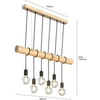 Lindby - gebraucht] Holz Pendelleuchte Eviton Hängelampe Deckenlampe Lampe 6 Flammig Natur B-Ware von LINDBY