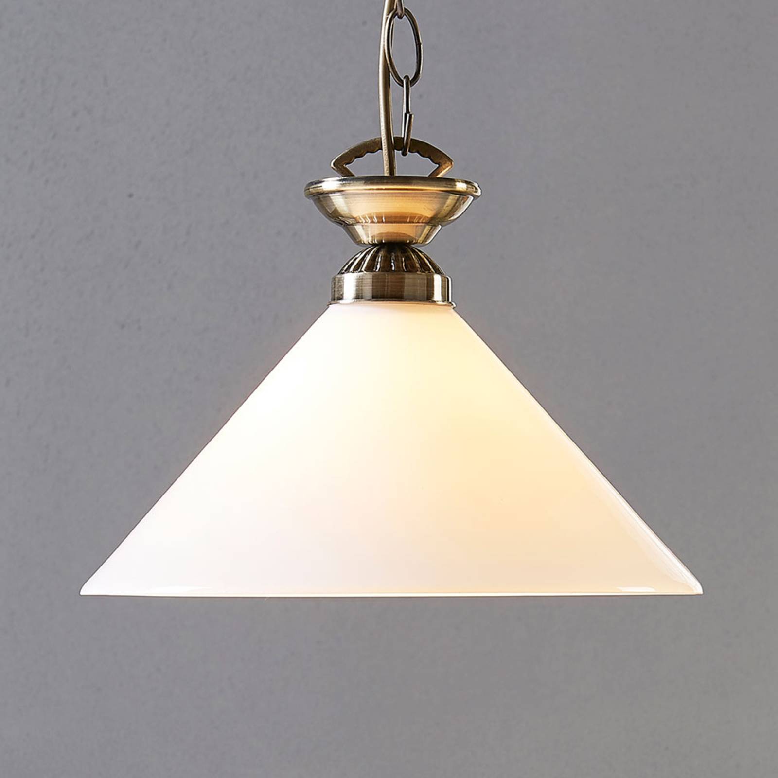 Lindby Pendelleuchte Otis, Ø 30 cm, weiß, Glas, Kegel, E27 von LINDBY
