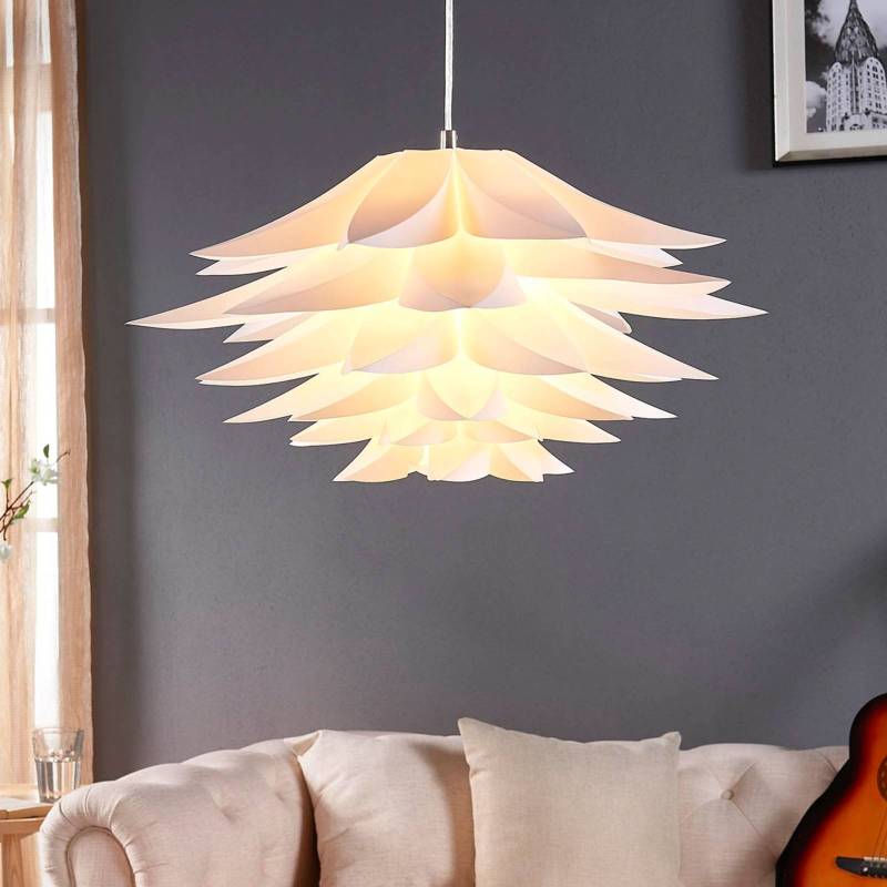 Lindby Hängeleuchte Rimon, weiß, Kunststoff, Ø 50 cm, E27 von LINDBY