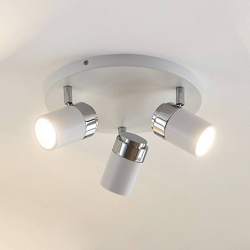Lindby Strahler Kardo, Rondell, 3-flg., weiß, Metall, IP44 von LINDBY
