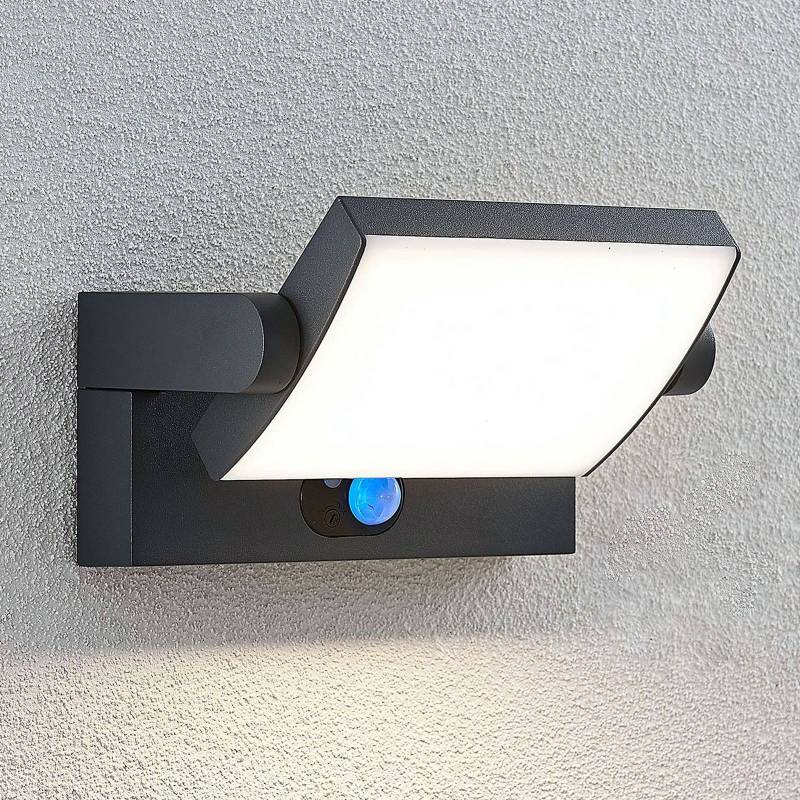 Lindby LED-Solar-Außenwandlampe Sherin, anthrazit, Sensor von LINDBY