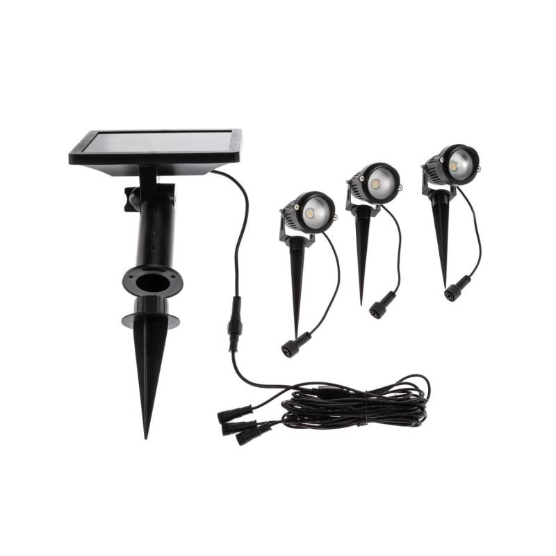 Lindby 3er Set LED Solarleuchten Malida 9988232 Spritzwassergeschützt Modern in Schwarz aus Aluminium 3-flammig von LINDBY