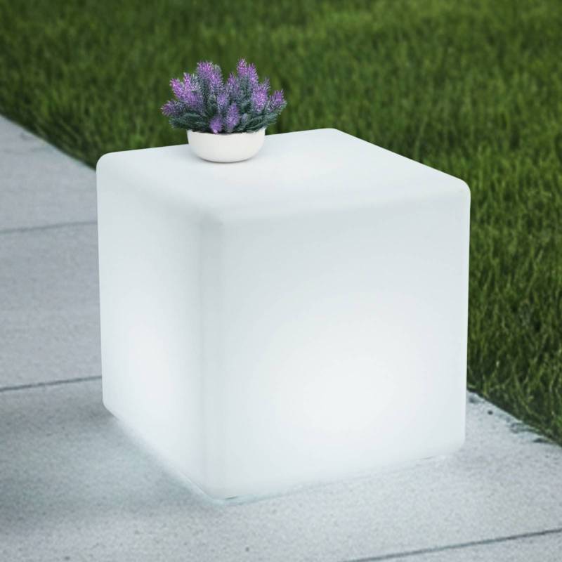 Lindby Akku-LED-Außenleuchte Cubara, RGB, Würfel, Kunststoff von LINDBY