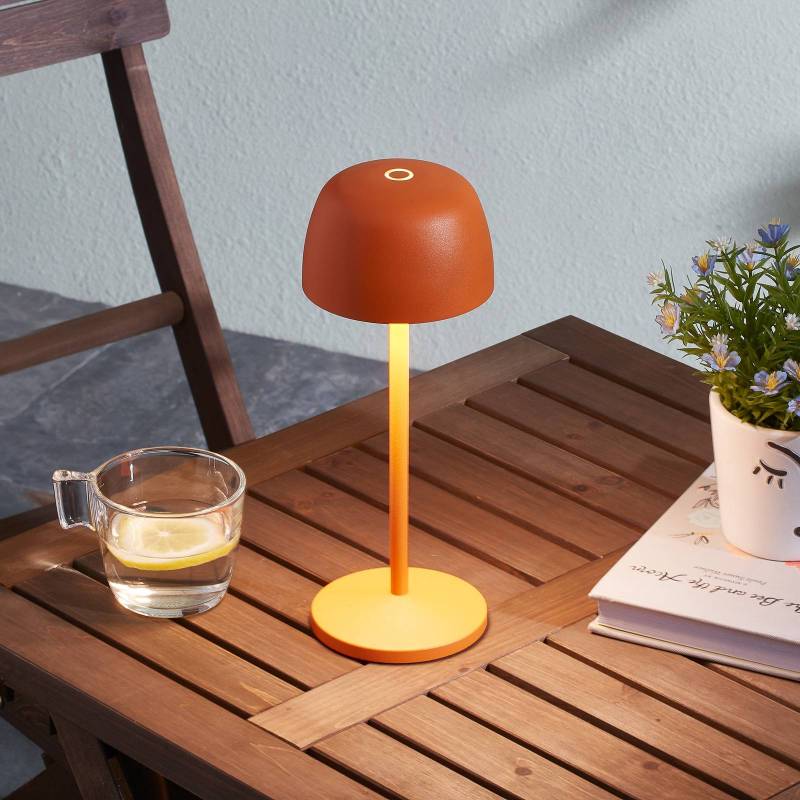 Lindby LED-Akku-Tischleuchte Areitty, orange, 2er-Set, Alu von LINDBY