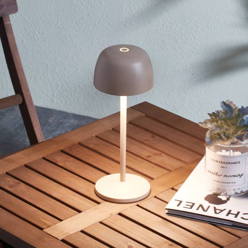 Lindby LED-Akku-Tischleuchte Arietty, beige, dimmbar, IP65 von LINDBY